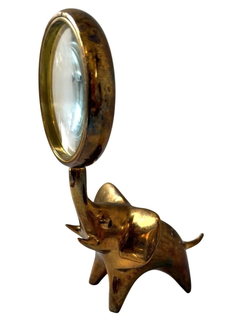 Jonathan Adler Brass Elephant Magnifying Glass Desk Sculpture Handmade India